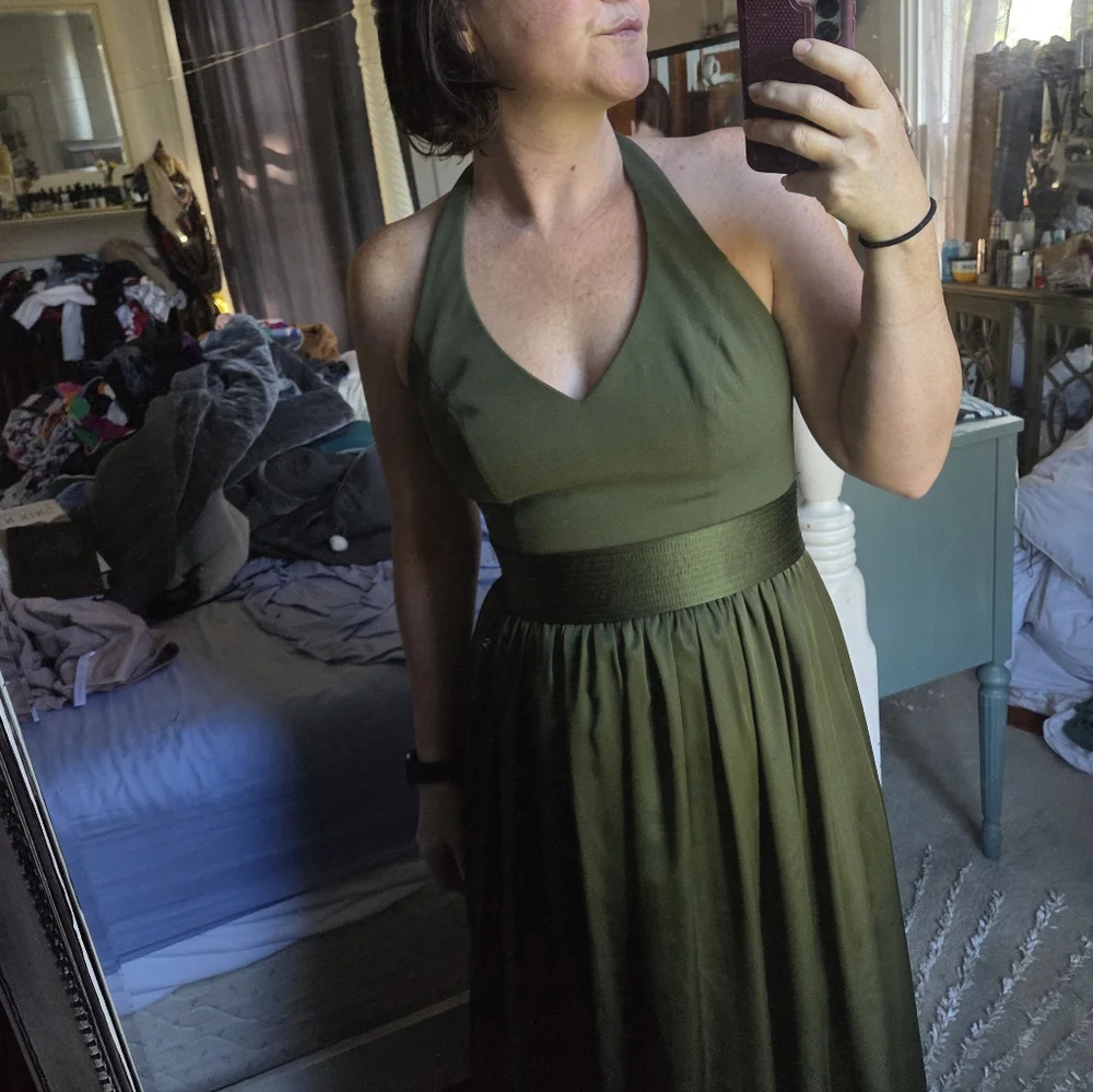 Vera Wang White Label Green Formal Halter Dress - Picture 5 of 9